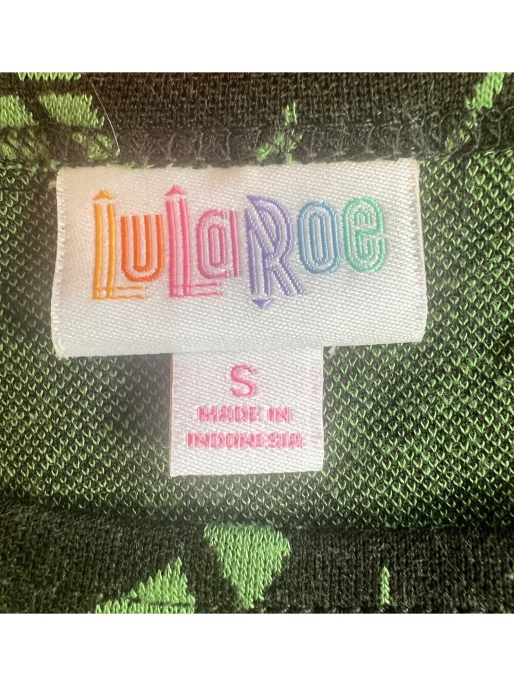 Lularoe Carly Geometric Print Green & Black Short Sleeve Dress Small - Picture 10 of 15